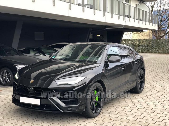 Rental Lamborghini Urus Black in the Milano-Malpensa airport